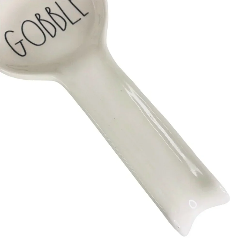 New Rae Dunn Thanksgiving‎ GOBBLE Spoon Rest Black Lettering Artisan Collection